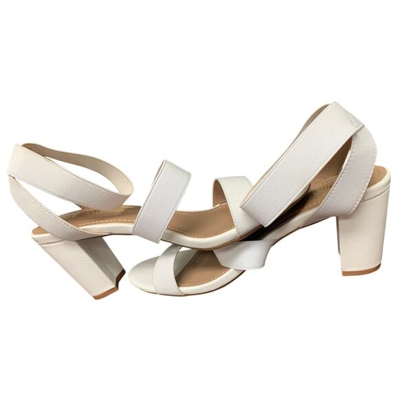 Dream Pairs Womens 9 White Elastic Ankle Strap 3.5" Block Heel Open Toe Shoes - Picture 7 of 12